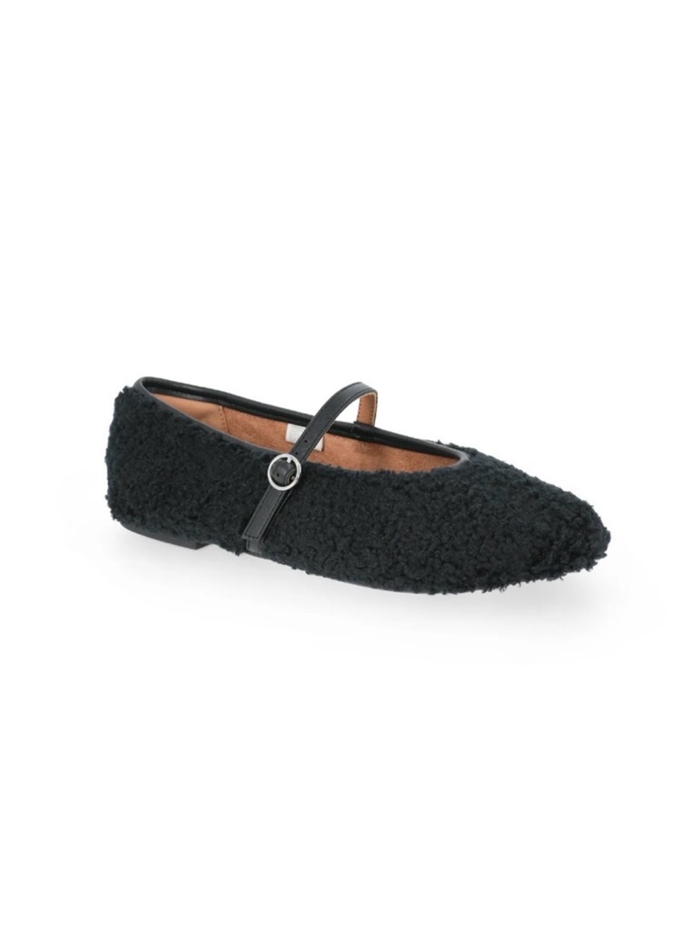 No Boundaries Black Faux Shearling Mary Jane Flats Size 8 - Picture 2 of 11